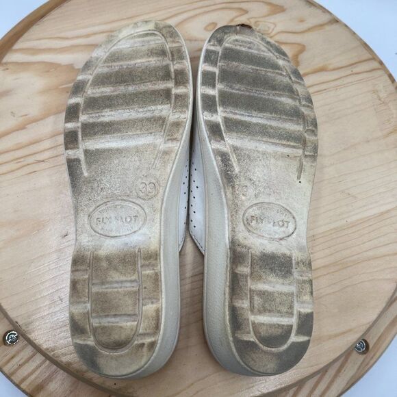 Fly Flot Leather Sandal Slides Womens 7.5 39 White Comfort Shoe Anatomic Italian - Picture 11 of 11